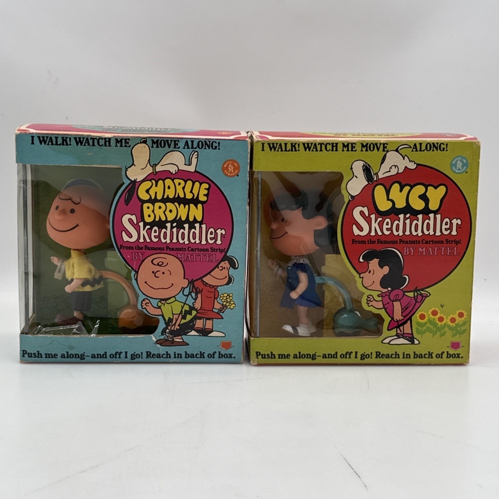 Vintage 1968 Mattel Skediddler Peanuts Lot - Charlie Brown & Lucy NIB Sealed